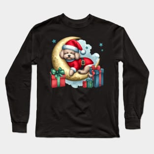 Poodle Dog On The Moon Christmas Long Sleeve T-Shirt